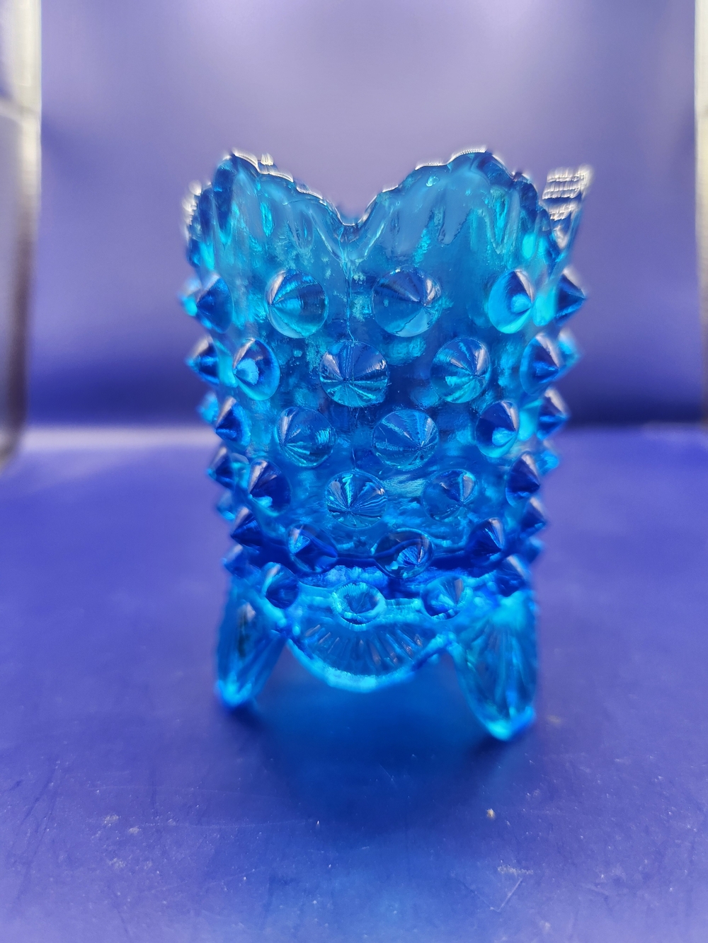 Fenton Colonial Blue Hobnail Glass Toothpick Holder